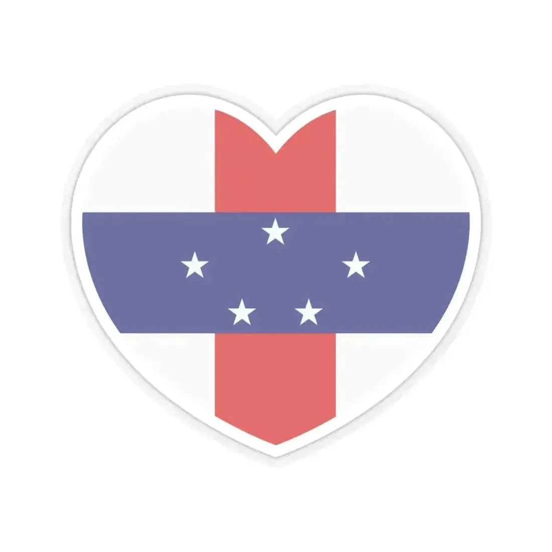 Heart Flag of Netherlands Antilles 1986-2010 - STICKER Vinyl Kiss-Cut Decal 4 Inch Transparent - The Sticker Space