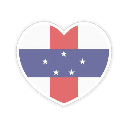 Heart Flag of Netherlands Antilles 1986-2010 - STICKER Vinyl Kiss-Cut Decal 4 Inch Transparent - The Sticker Space