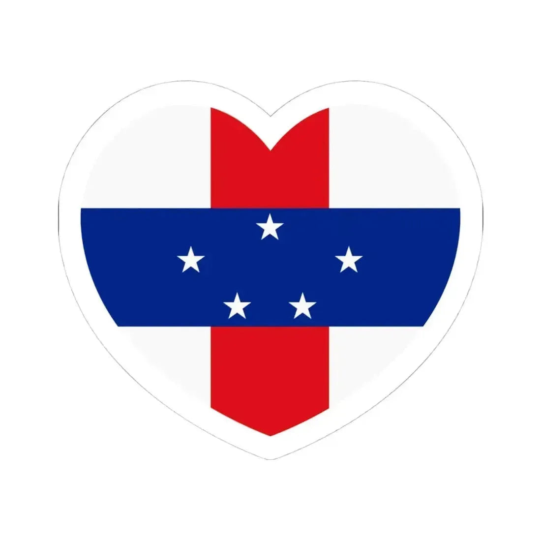 Heart Flag of Netherlands Antilles 1986-2010 - STICKER Vinyl Kiss-Cut Decal 4 Inch White - The Sticker Space