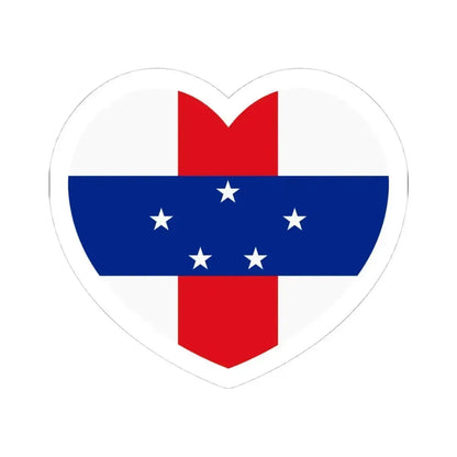 Heart Flag of Netherlands Antilles 1986-2010 - STICKER Vinyl Kiss-Cut Decal 4 Inch White - The Sticker Space