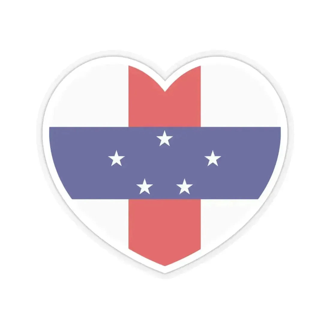 Heart Flag of Netherlands Antilles 1986-2010 - STICKER Vinyl Kiss-Cut Decal 6 Inch Transparent - The Sticker Space