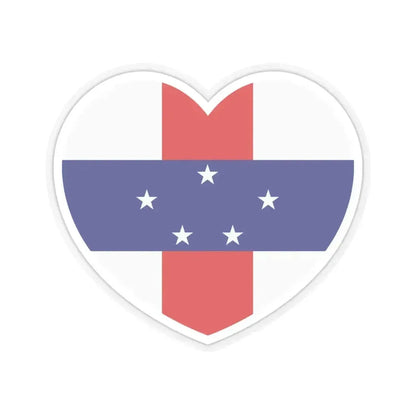 Heart Flag of Netherlands Antilles 1986-2010 - STICKER Vinyl Kiss-Cut Decal 6 Inch Transparent - The Sticker Space
