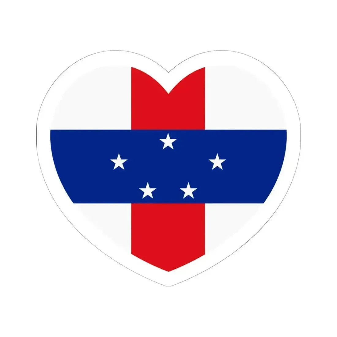 Heart Flag of Netherlands Antilles 1986-2010 - STICKER Vinyl Kiss-Cut Decal 6 Inch White - The Sticker Space