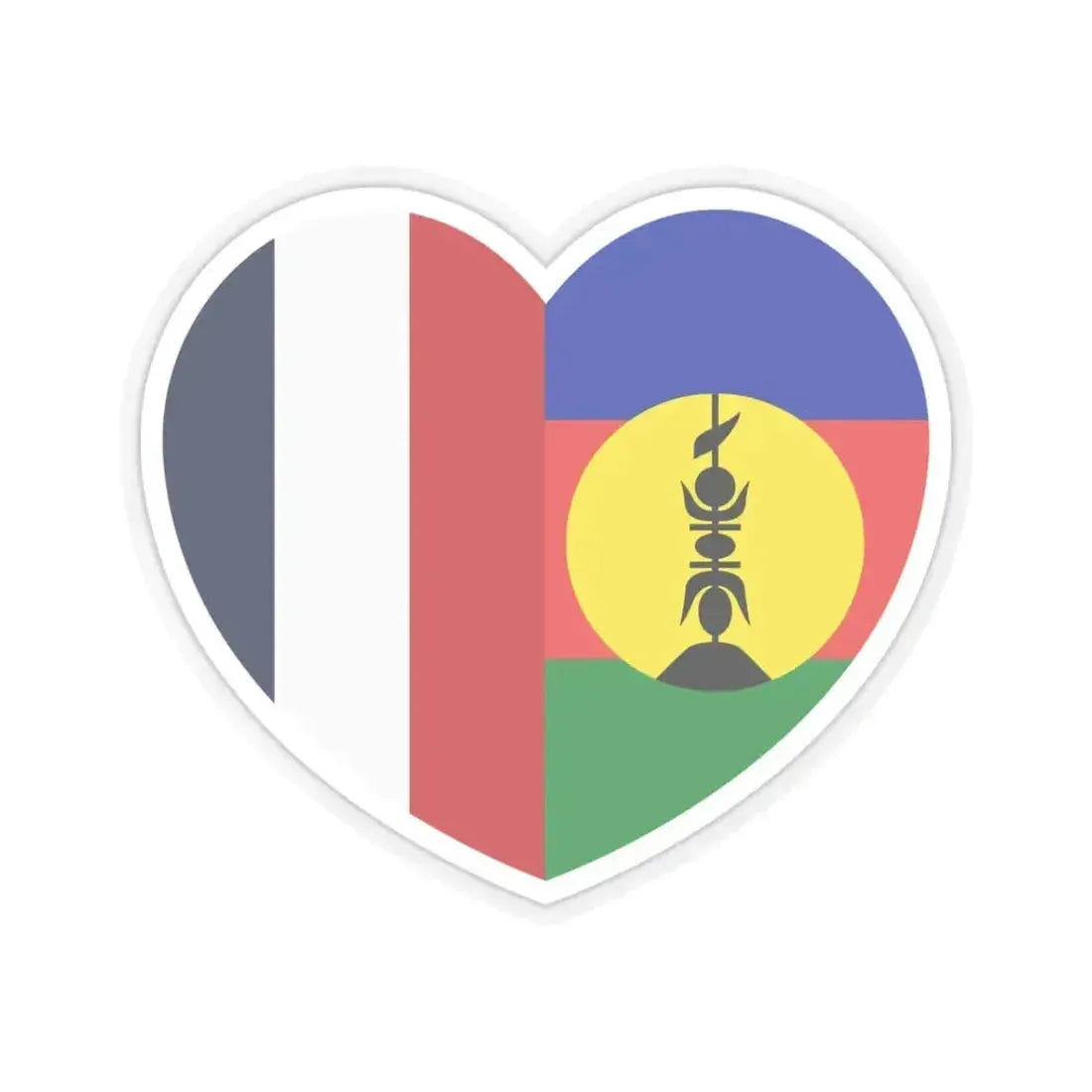 Heart Flag of New Caledonia - STICKER Vinyl Kiss-Cut Decal 3 Inch Transparent - The Sticker Space