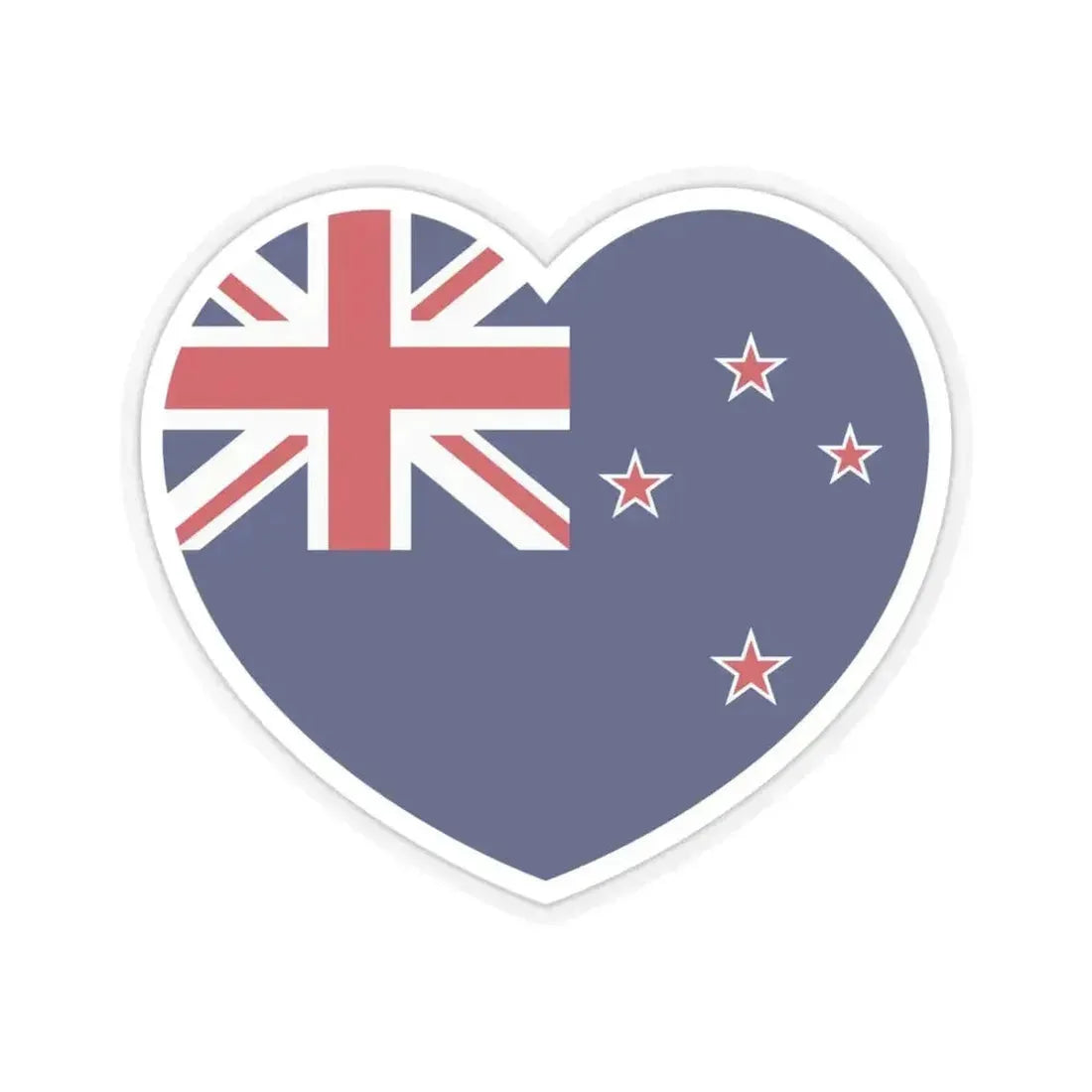 Heart Flag of New Zealand - STICKER Vinyl Kiss-Cut Decal 4 Inch Transparent - The Sticker Space