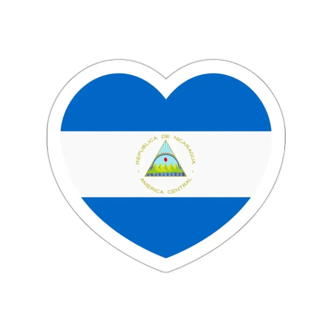 Heart Flag of Nicaragua - STICKER Vinyl Die-Cut Decal White Die-Cut 2 Inch - The Sticker Space