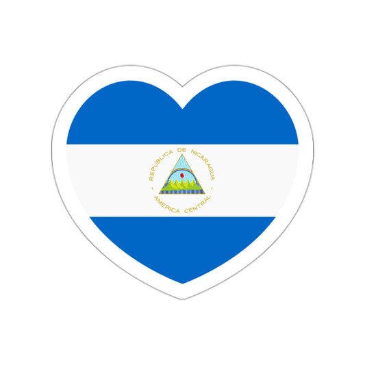 Heart Flag of Nicaragua - STICKER Vinyl Die-Cut Decal-White-The Sticker Space