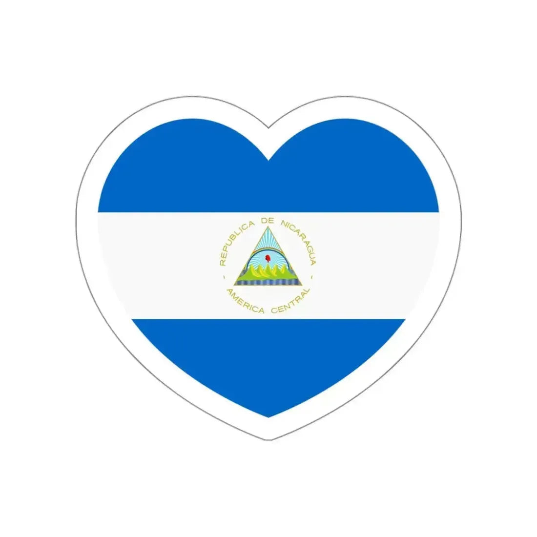 Heart Flag of Nicaragua - STICKER Vinyl Die-Cut Decal White Die-Cut 3 Inch - The Sticker Space