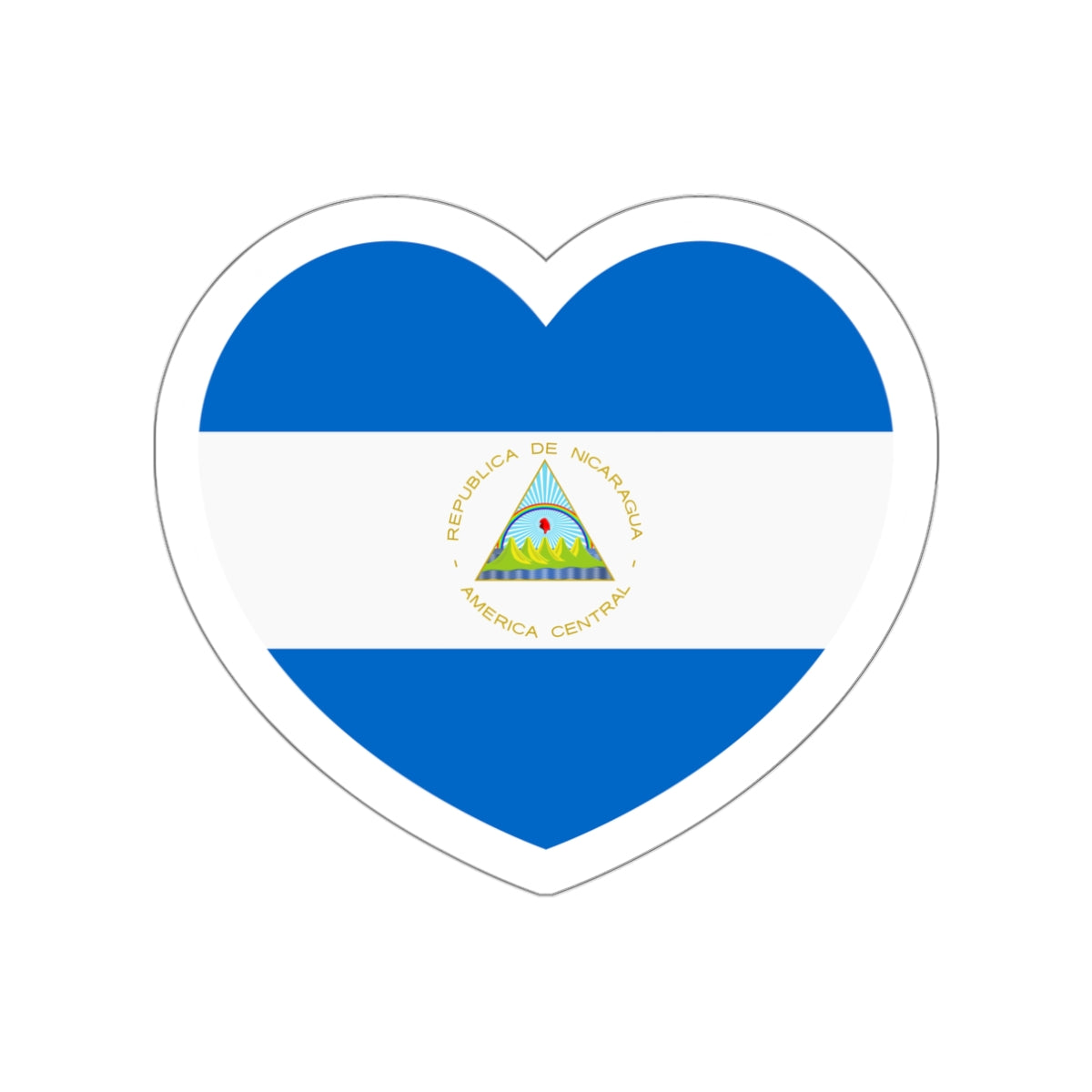 Heart Flag of Nicaragua - STICKER Vinyl Die-Cut Decal-White-The Sticker Space