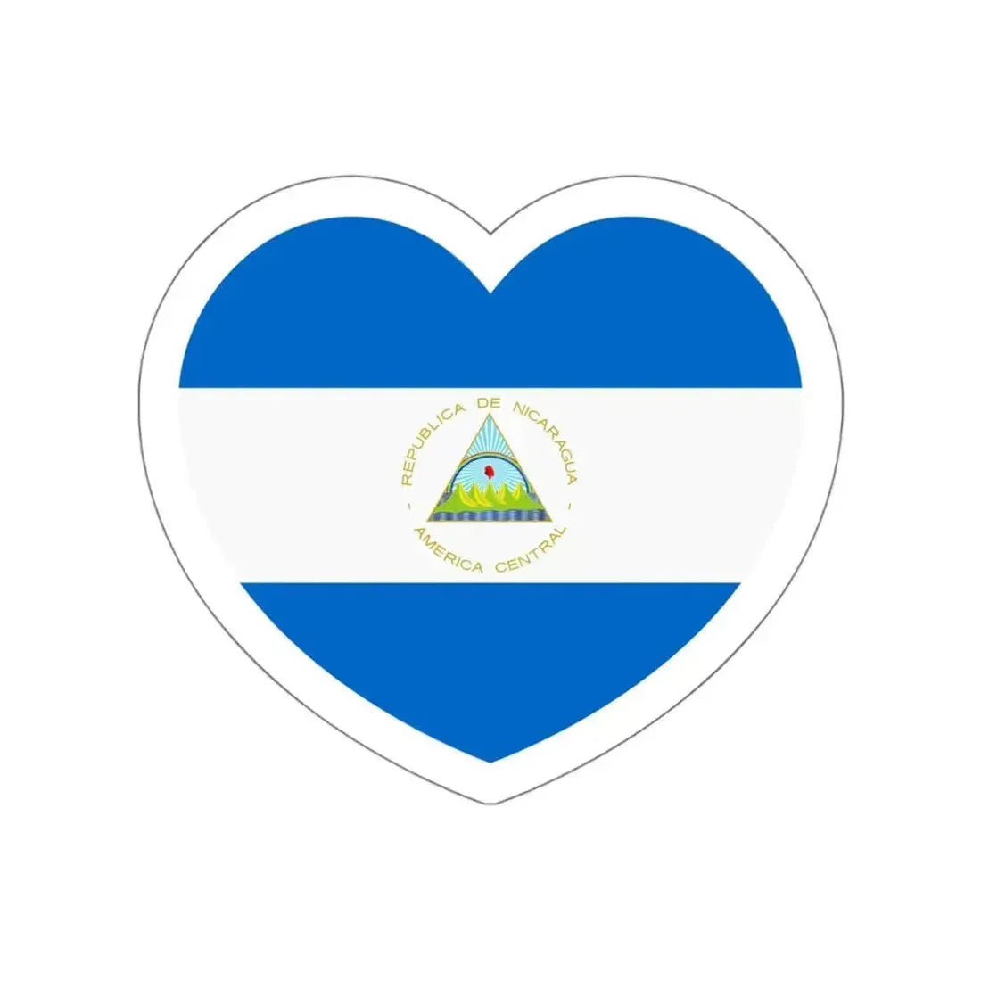 Heart Flag of Nicaragua - STICKER Vinyl Die-Cut Decal White Die-Cut 4 Inch - The Sticker Space