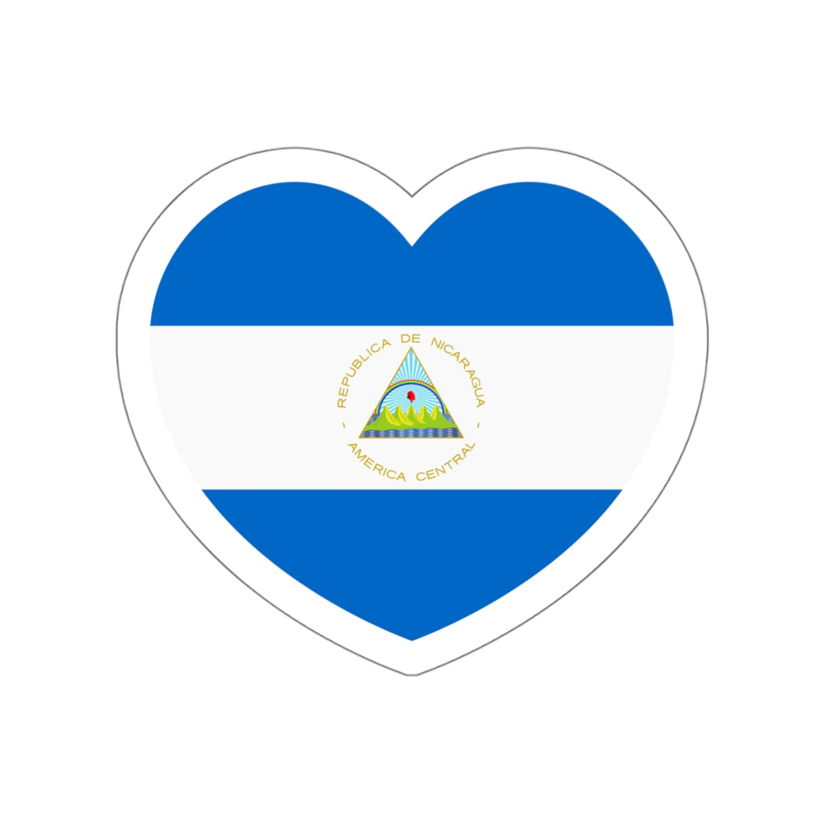 Heart Flag of Nicaragua - STICKER Vinyl Die-Cut Decal-White-The Sticker Space