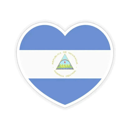 Heart Flag of Nicaragua - STICKER Vinyl Kiss-Cut Decal 2 Inch Transparent - The Sticker Space
