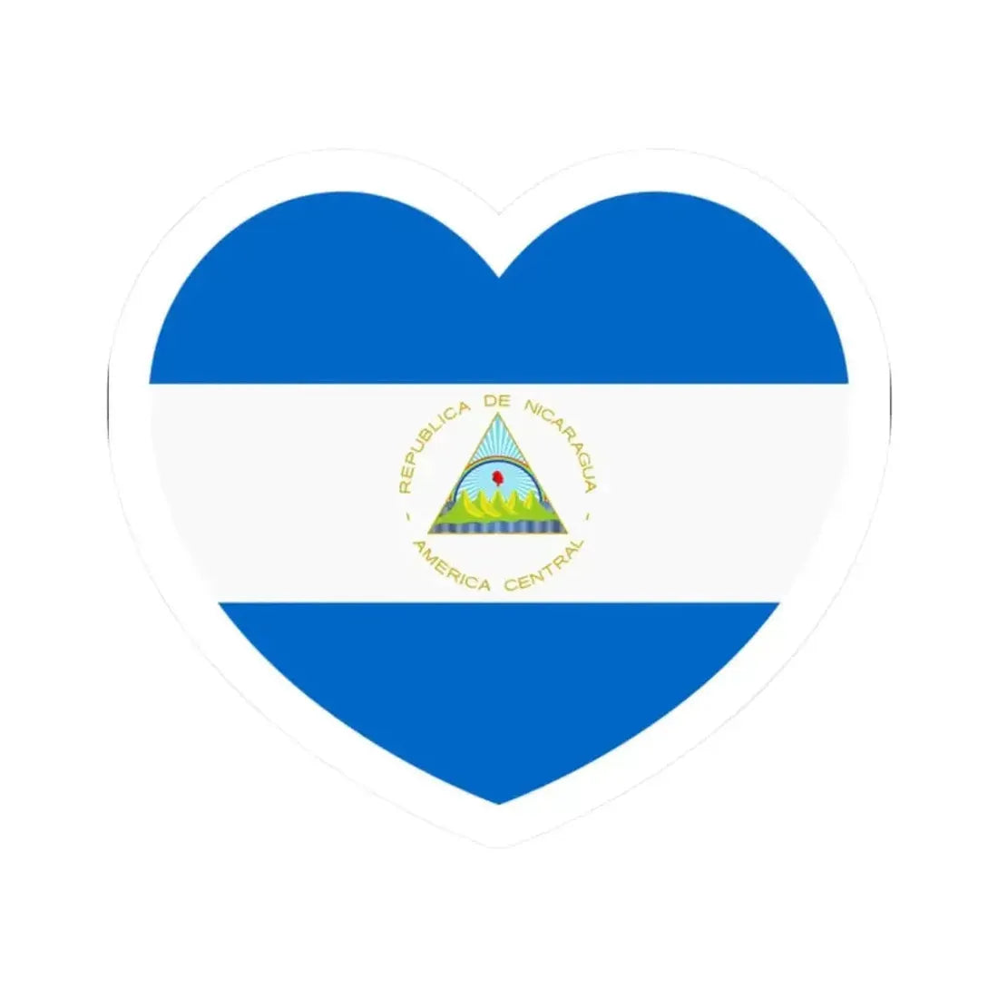 Heart Flag of Nicaragua - STICKER Vinyl Kiss-Cut Decal 2 Inch White - The Sticker Space