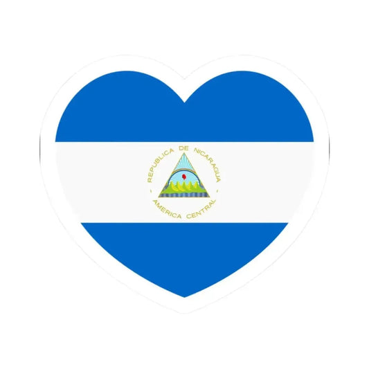 Heart Flag of Nicaragua - STICKER Vinyl Kiss-Cut Decal 2 Inch White - The Sticker Space