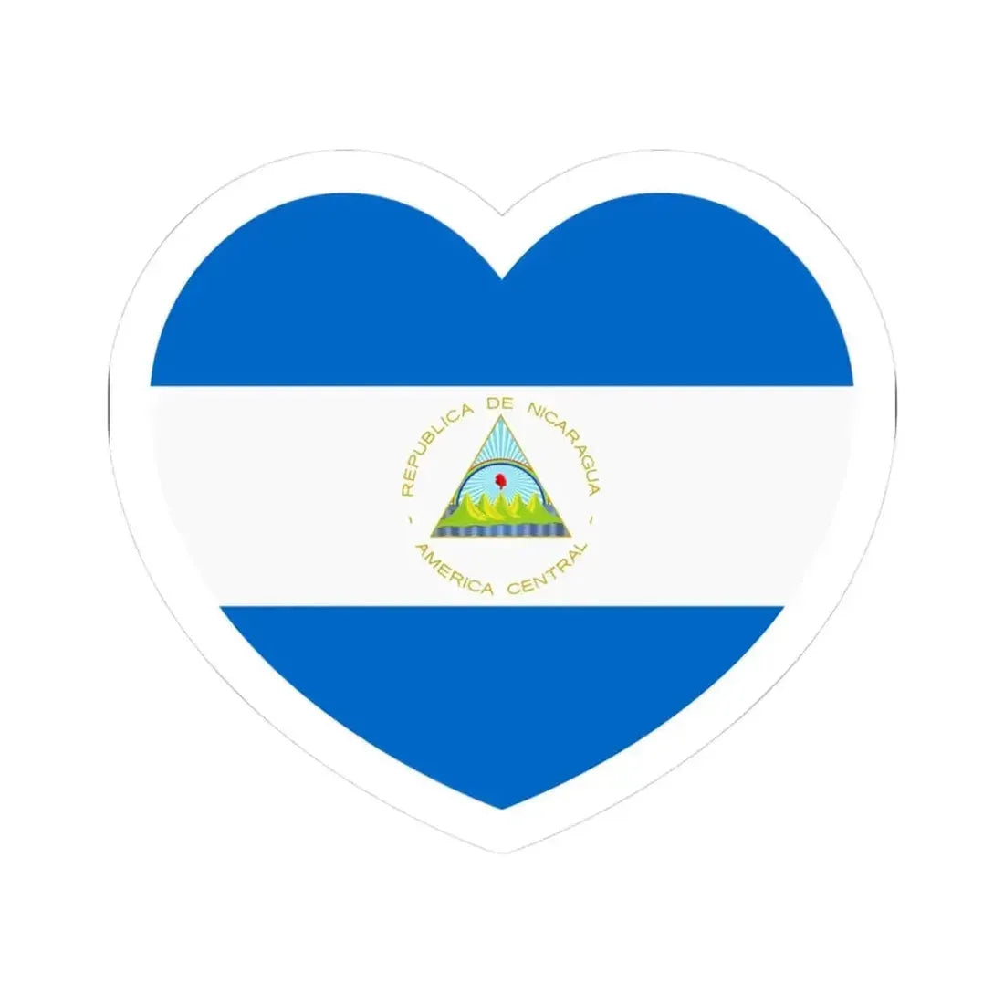 Heart Flag of Nicaragua - STICKER Vinyl Kiss-Cut Decal 3 Inch White - The Sticker Space