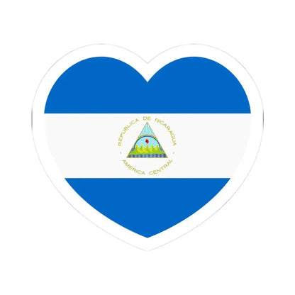 Heart Flag of Nicaragua - STICKER Vinyl Kiss-Cut Decal 3 Inch White - The Sticker Space