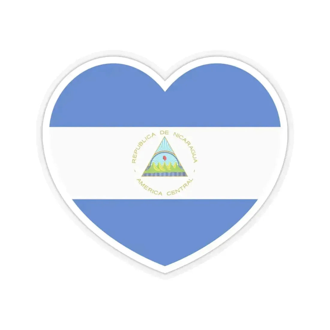 Heart Flag of Nicaragua - STICKER Vinyl Kiss-Cut Decal 4 Inch Transparent - The Sticker Space