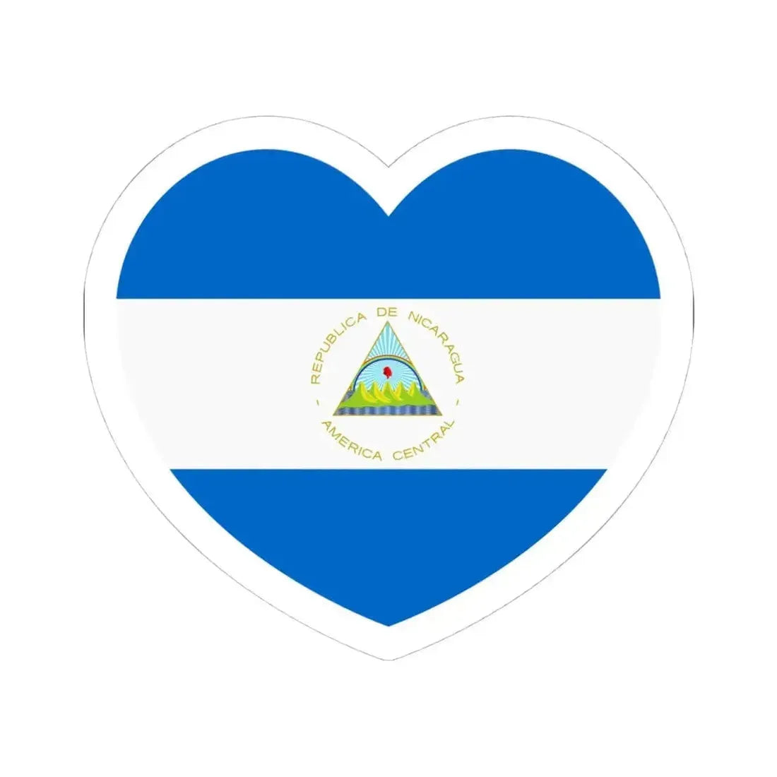 Heart Flag of Nicaragua - STICKER Vinyl Kiss-Cut Decal 4 Inch White - The Sticker Space