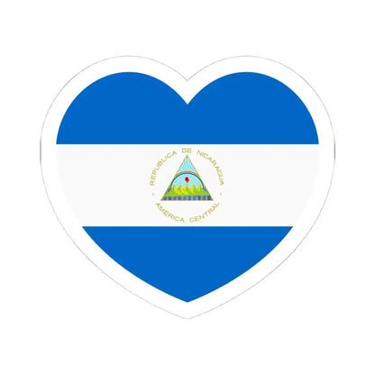 Heart Flag of Nicaragua - STICKER Vinyl Kiss-Cut Decal 4 Inch White - The Sticker Space