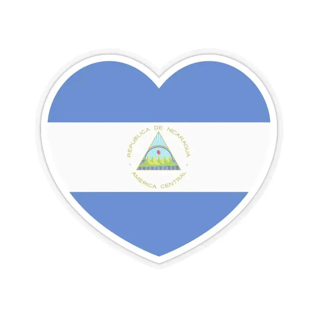 Heart Flag of Nicaragua - STICKER Vinyl Kiss-Cut Decal 6 Inch Transparent - The Sticker Space