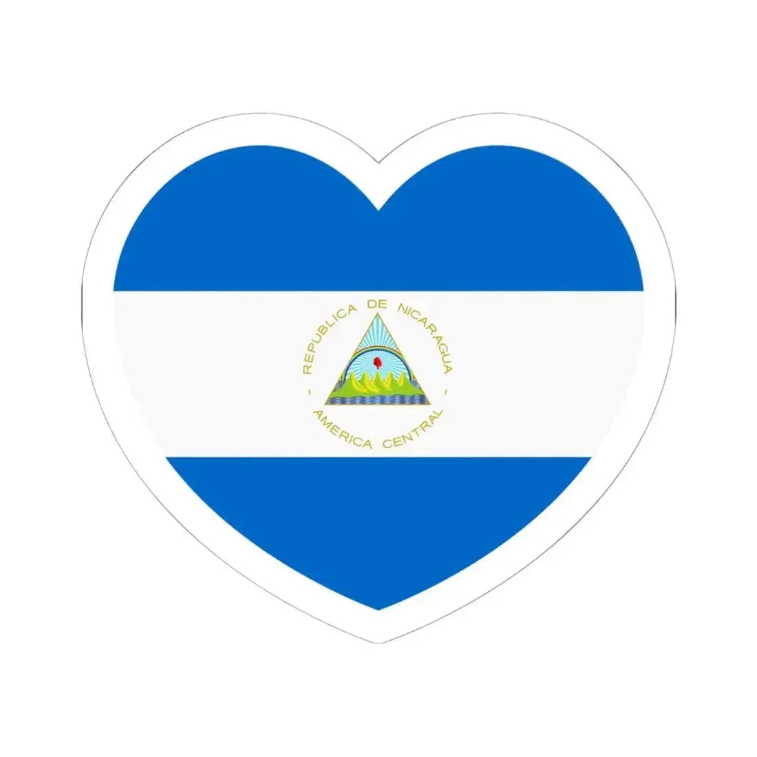 Heart Flag of Nicaragua - STICKER Vinyl Kiss-Cut Decal 6 Inch White - The Sticker Space