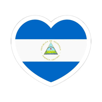 Heart Flag of Nicaragua - STICKER Vinyl Kiss-Cut Decal 6 Inch White - The Sticker Space