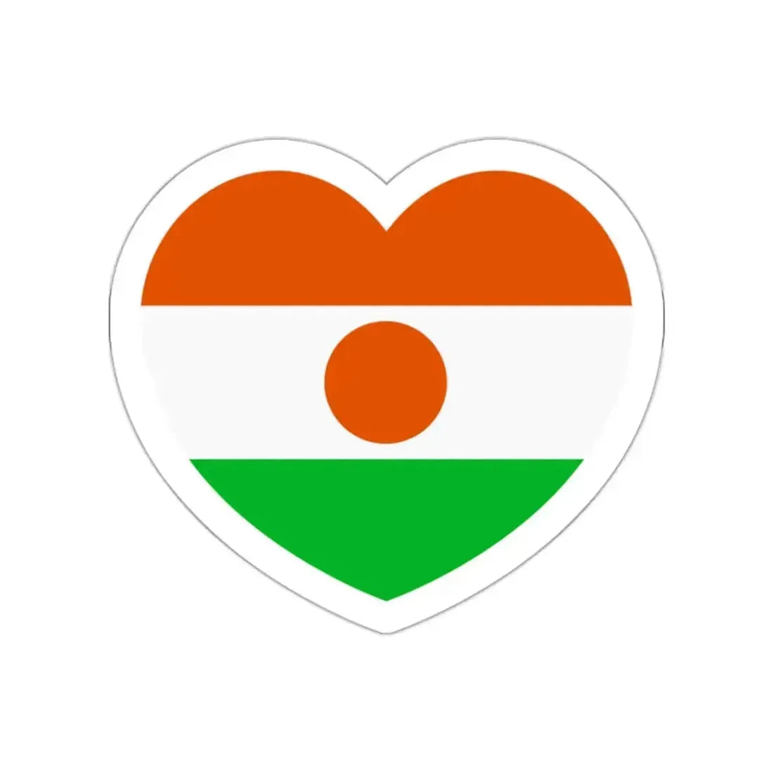 Heart Flag of Niger - STICKER Vinyl Die-Cut Decal White Die-Cut 2 Inch - The Sticker Space