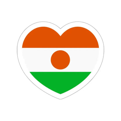 Heart Flag of Niger - STICKER Vinyl Die-Cut Decal White Die-Cut 2 Inch - The Sticker Space