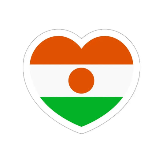 Heart Flag of Niger - STICKER Vinyl Die-Cut Decal White Die-Cut 2 Inch - The Sticker Space