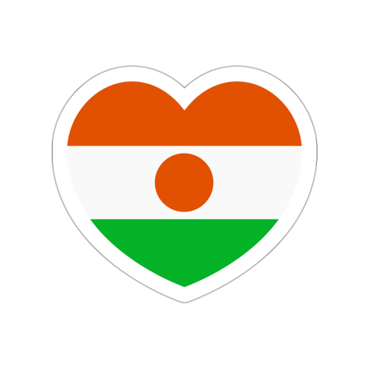 Heart Flag of Niger - STICKER Vinyl Die-Cut Decal-White-The Sticker Space