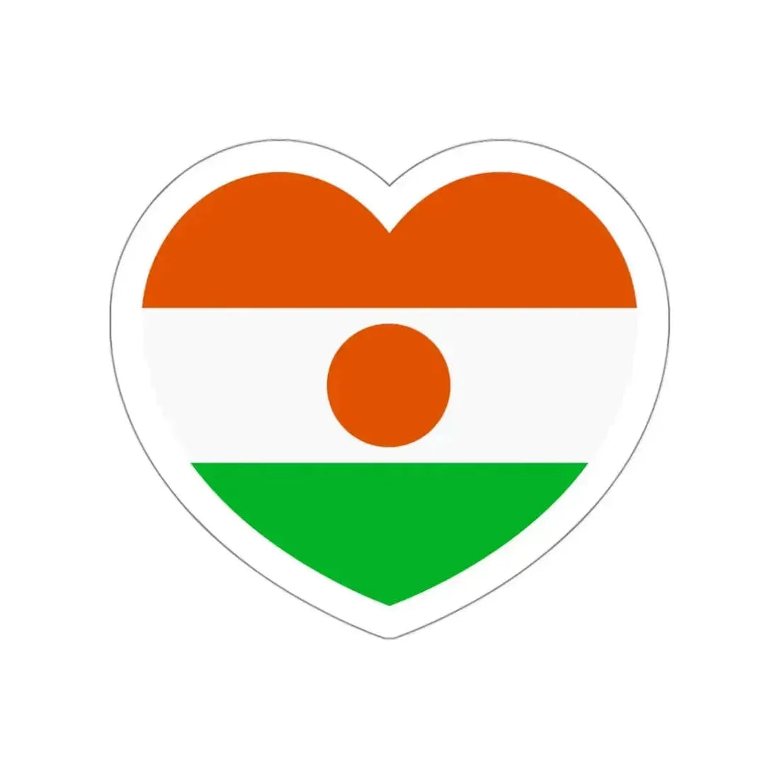 Heart Flag of Niger - STICKER Vinyl Die-Cut Decal White Die-Cut 3 Inch - The Sticker Space