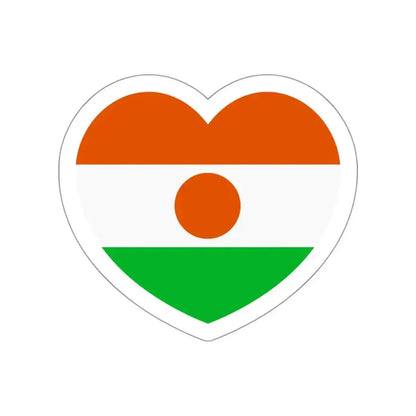 Heart Flag of Niger - STICKER Vinyl Die-Cut Decal White Die-Cut 3 Inch - The Sticker Space