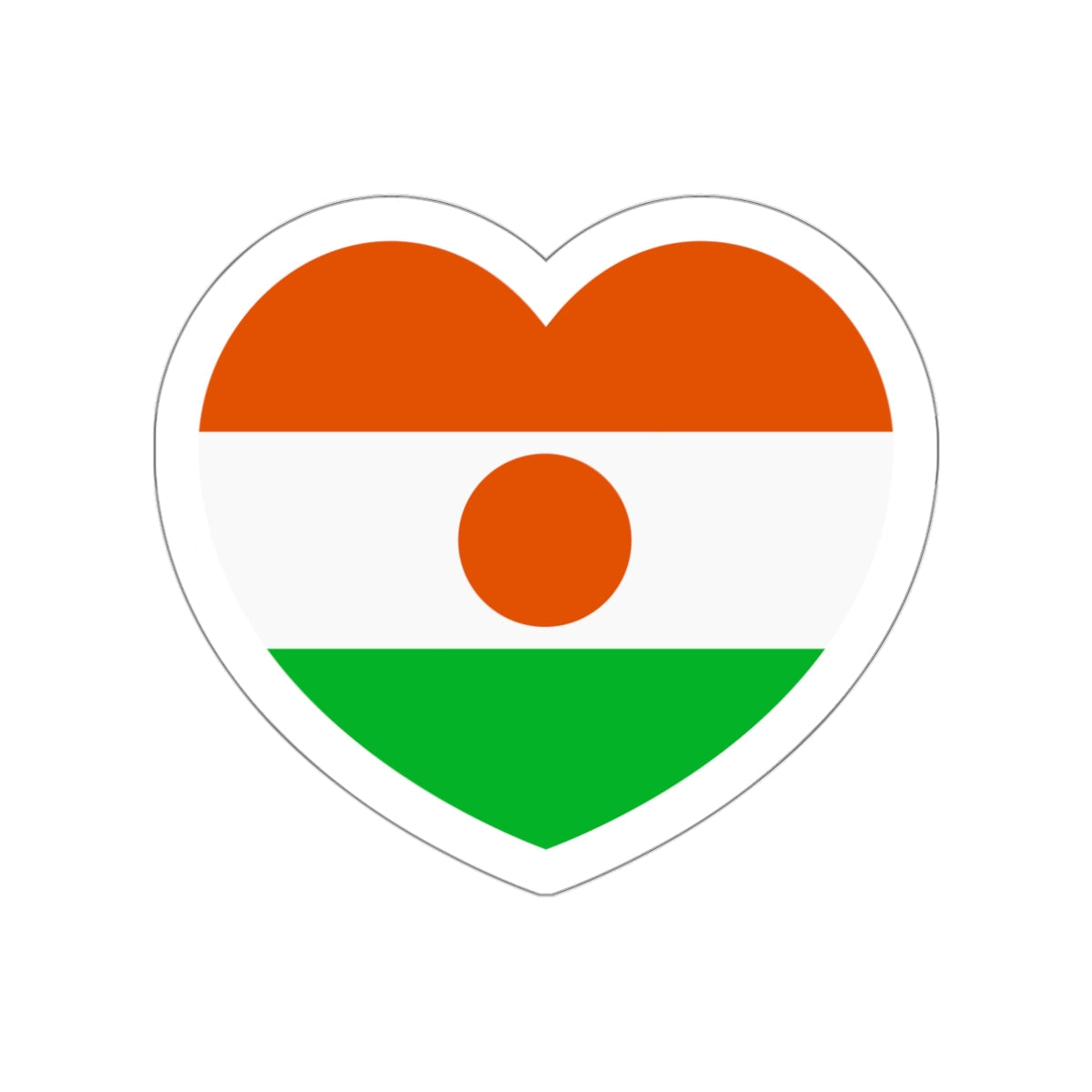 Heart Flag of Niger - STICKER Vinyl Die-Cut Decal-White-The Sticker Space