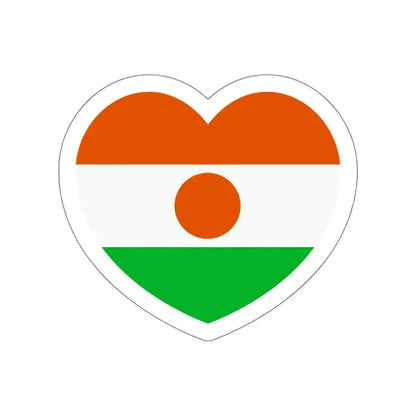 Heart Flag of Niger - STICKER Vinyl Die-Cut Decal White Die-Cut 4 Inch - The Sticker Space