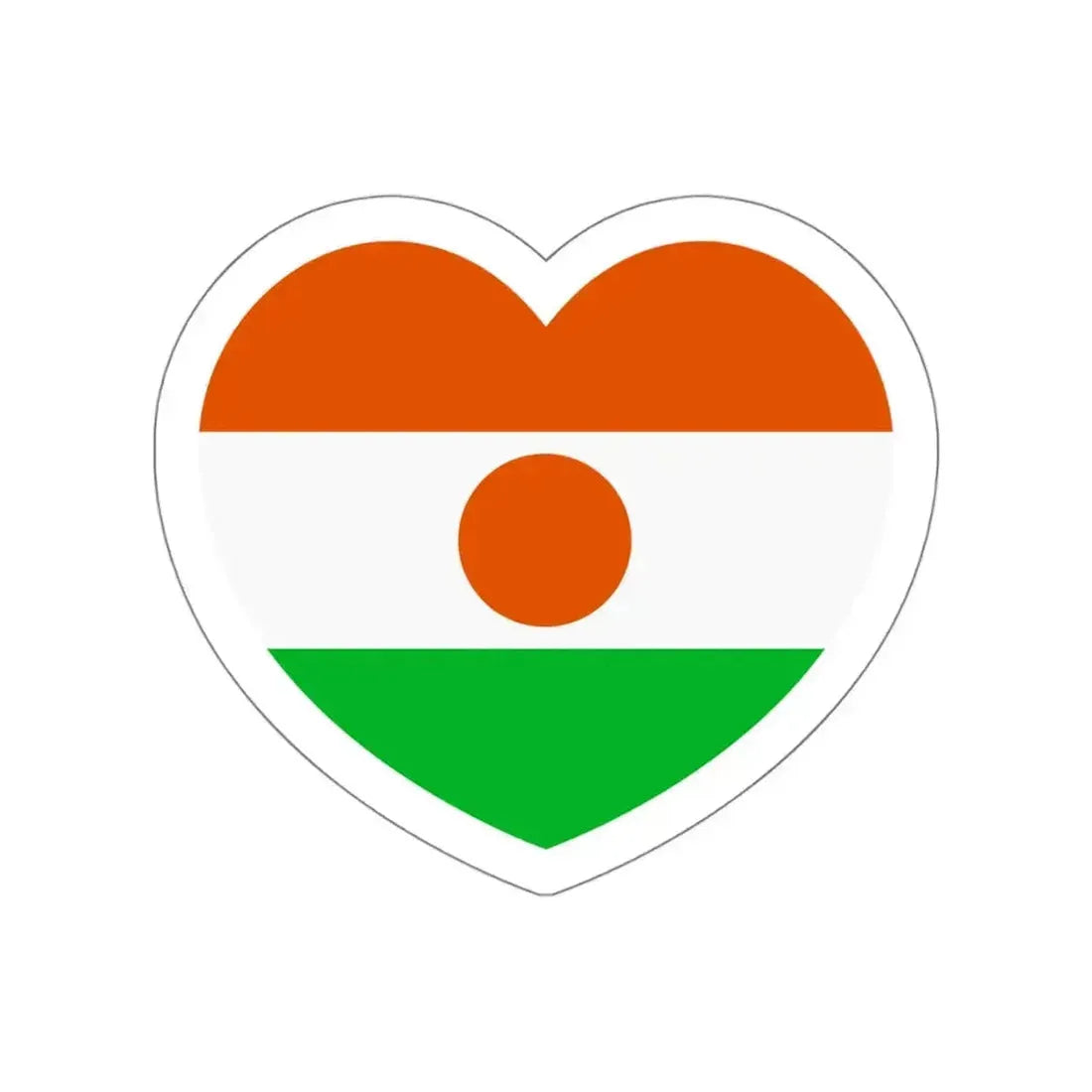 Heart Flag of Niger - STICKER Vinyl Die-Cut Decal White Die-Cut 6 Inch - The Sticker Space