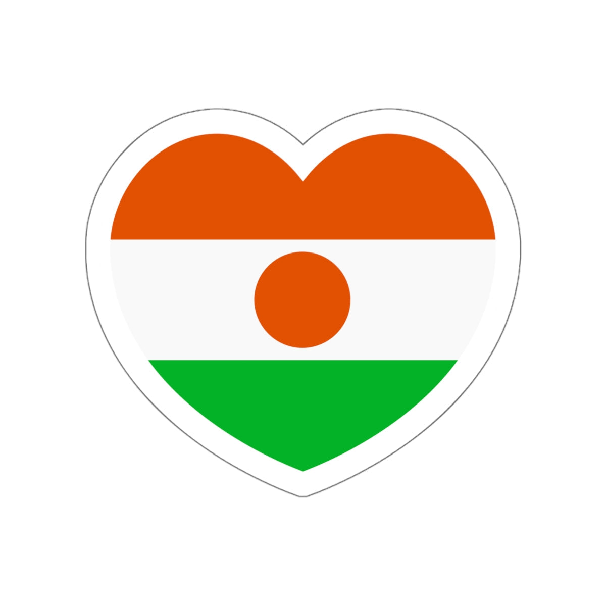 Heart Flag of Niger - STICKER Vinyl Die-Cut Decal-White-The Sticker Space