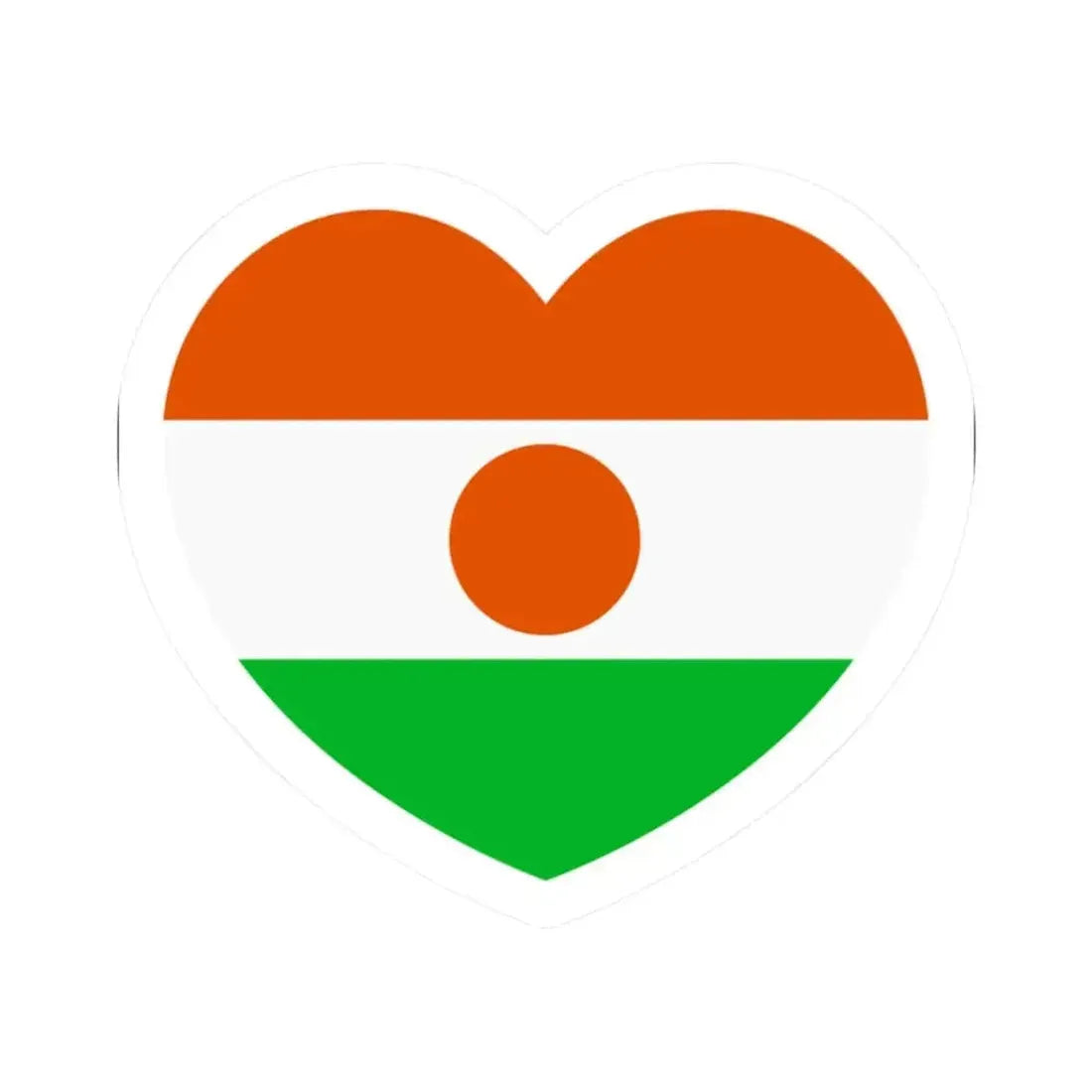 Heart Flag of Niger - STICKER Vinyl Kiss-Cut Decal 2 Inch White - The Sticker Space