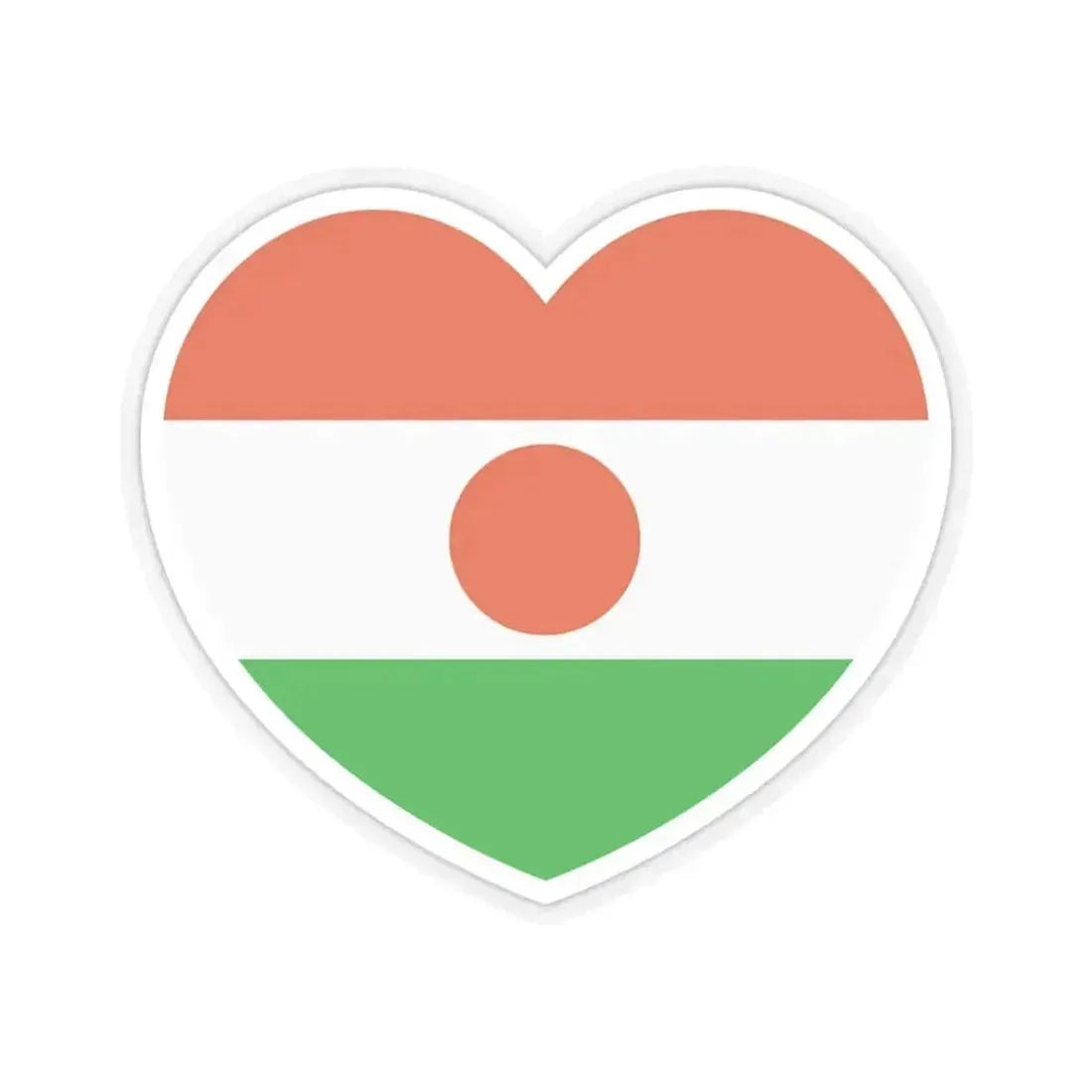 Heart Flag of Niger - STICKER Vinyl Kiss-Cut Decal 3 Inch Transparent - The Sticker Space