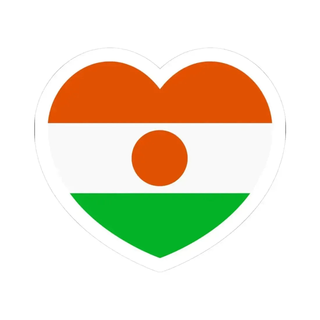 Heart Flag of Niger - STICKER Vinyl Kiss-Cut Decal 3 Inch White - The Sticker Space