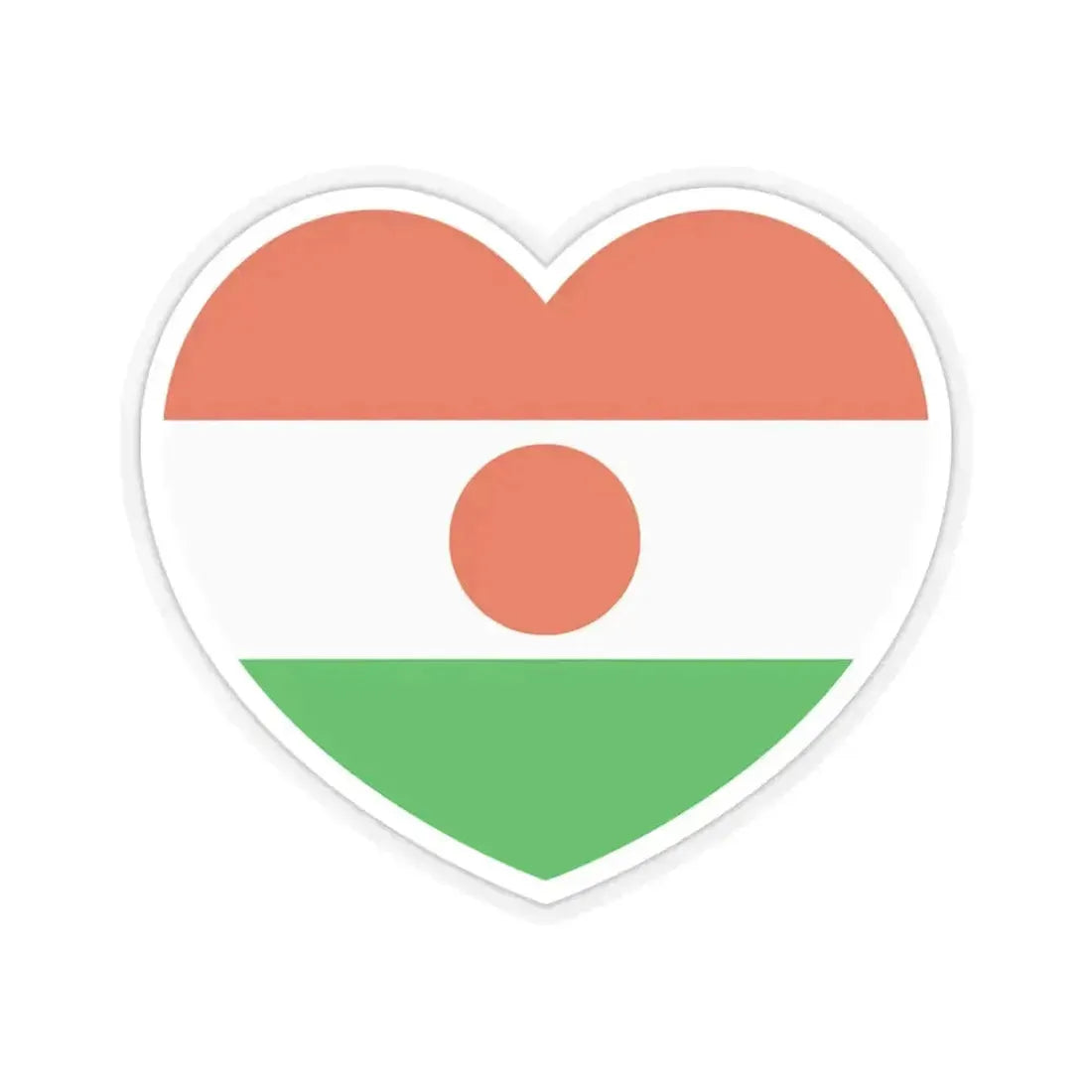 Heart Flag of Niger - STICKER Vinyl Kiss-Cut Decal 4 Inch Transparent - The Sticker Space