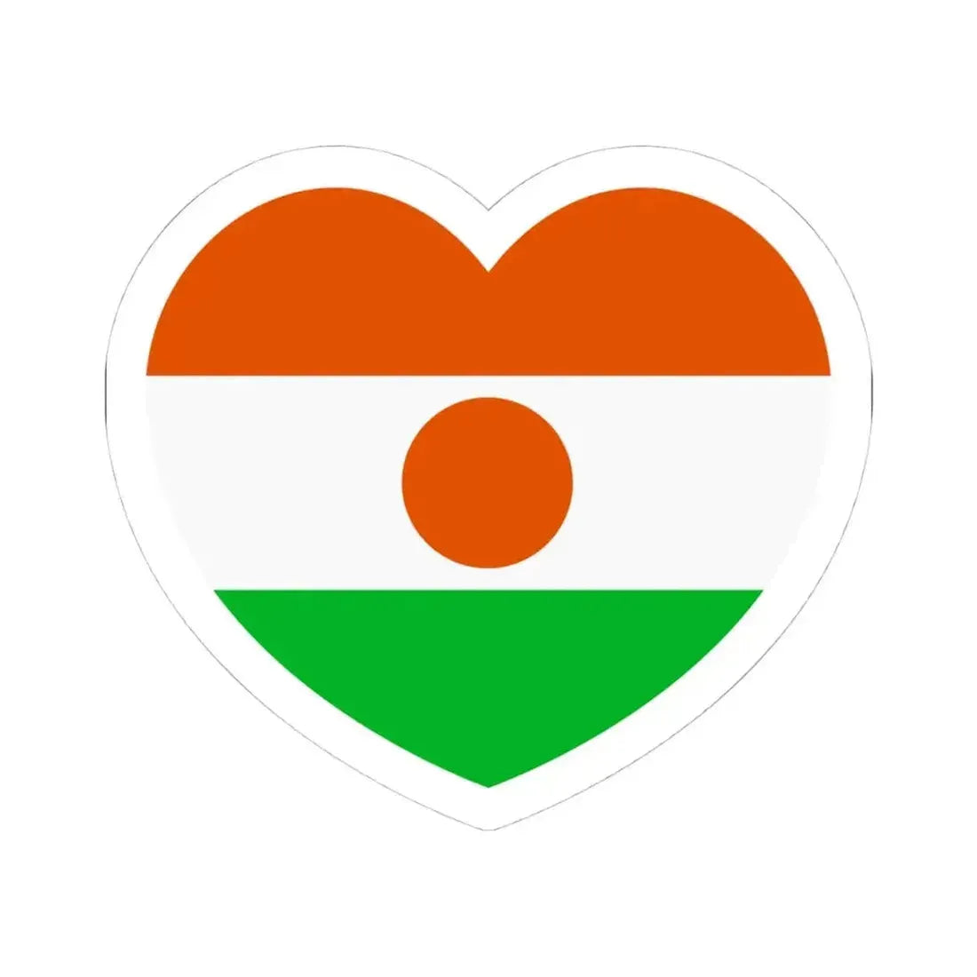 Heart Flag of Niger - STICKER Vinyl Kiss-Cut Decal 4 Inch White - The Sticker Space