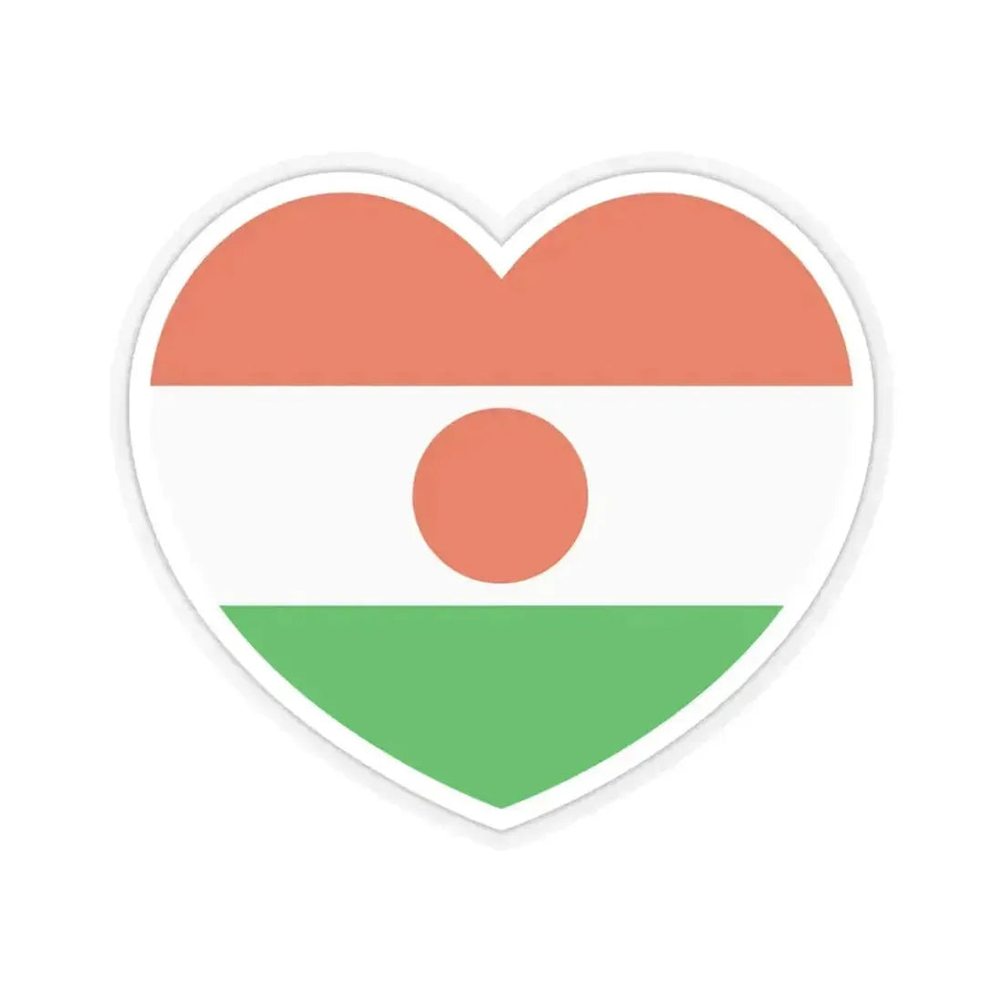 Heart Flag of Niger - STICKER Vinyl Kiss-Cut Decal 6 Inch Transparent - The Sticker Space