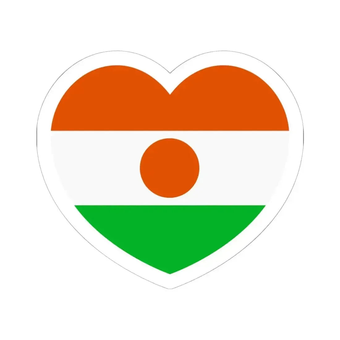 Heart Flag of Niger - STICKER Vinyl Kiss-Cut Decal 6 Inch White - The Sticker Space