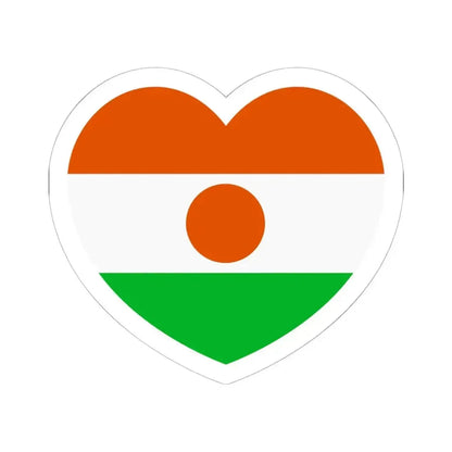 Heart Flag of Niger - STICKER Vinyl Kiss-Cut Decal 6 Inch White - The Sticker Space