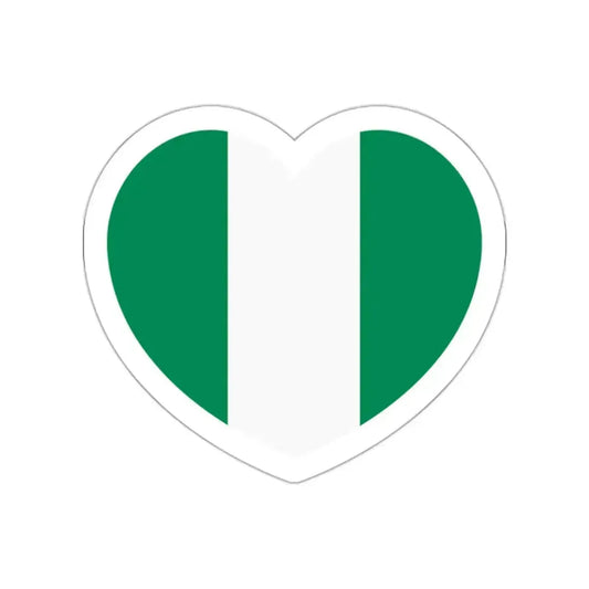 Heart Flag of Nigeria - STICKER Vinyl Die-Cut Decal White Die-Cut 2 Inch - The Sticker Space