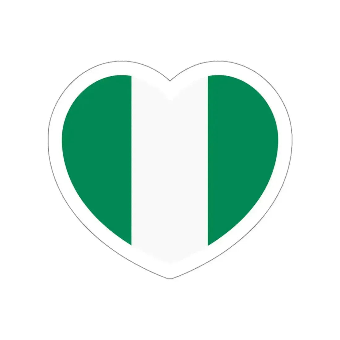 Heart Flag of Nigeria - STICKER Vinyl Die-Cut Decal White Die-Cut 3 Inch - The Sticker Space