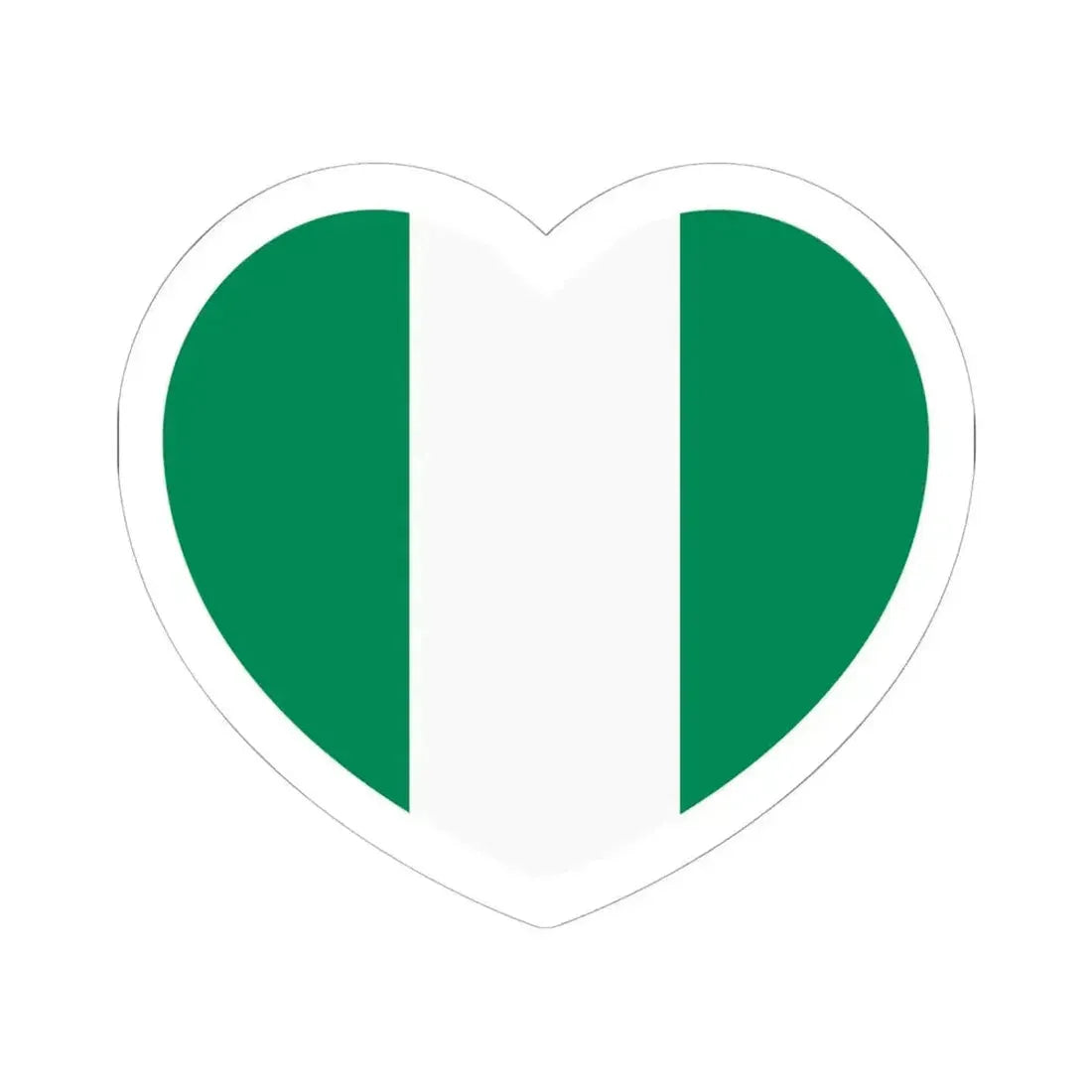 Heart Flag of Nigeria - STICKER Vinyl Kiss-Cut Decal 6 Inch White - The Sticker Space