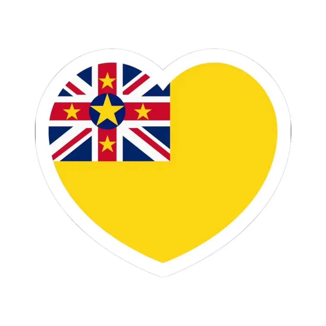 Heart Flag of Niue - STICKER Vinyl Kiss-Cut Decal 3 Inch White - The Sticker Space