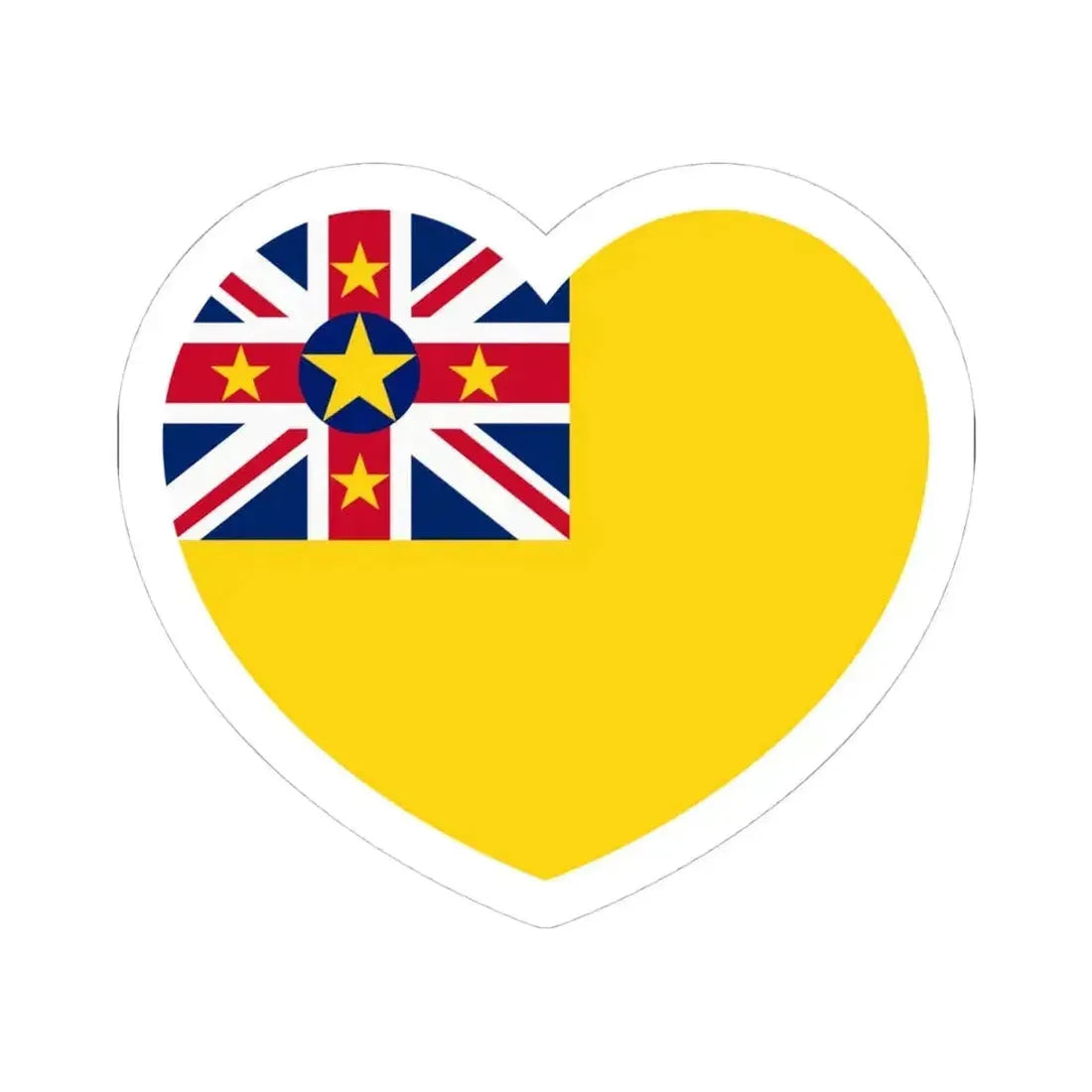 Heart Flag of Niue - STICKER Vinyl Kiss-Cut Decal 4 Inch White - The Sticker Space