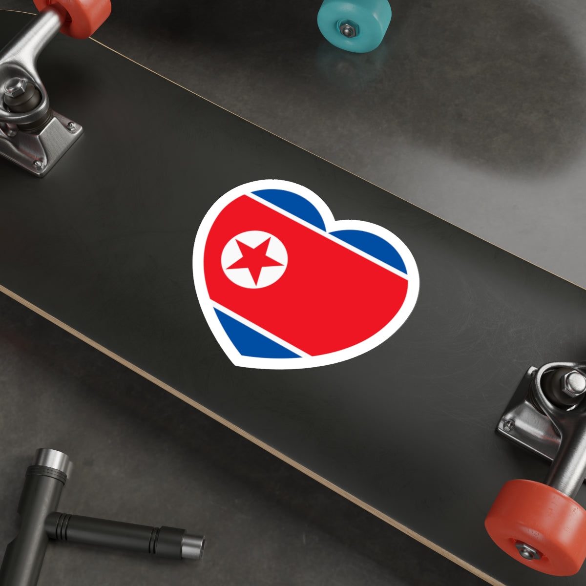 Heart Flag of North Korea 1948-1992 - STICKER Vinyl Die-Cut Decal-The Sticker Space